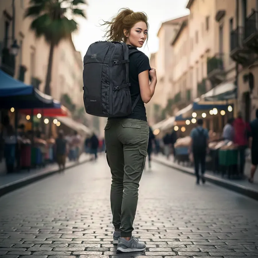 バックパックを背負った女性