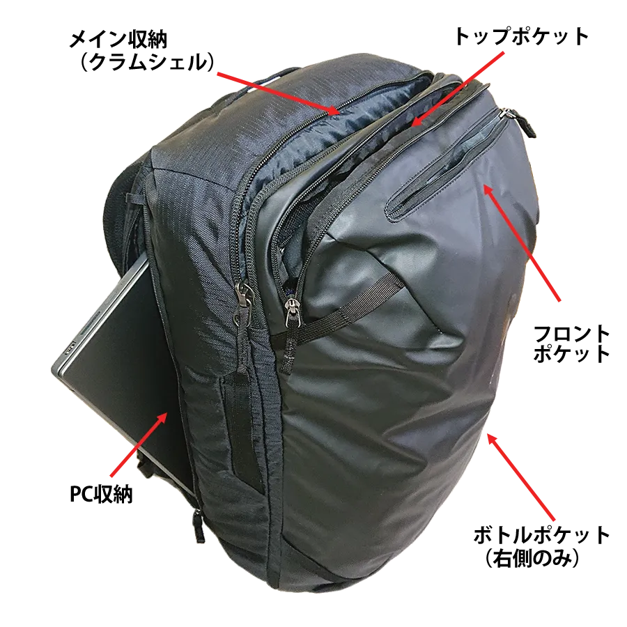 Cotopaxi Allpa 35の収納の全体図