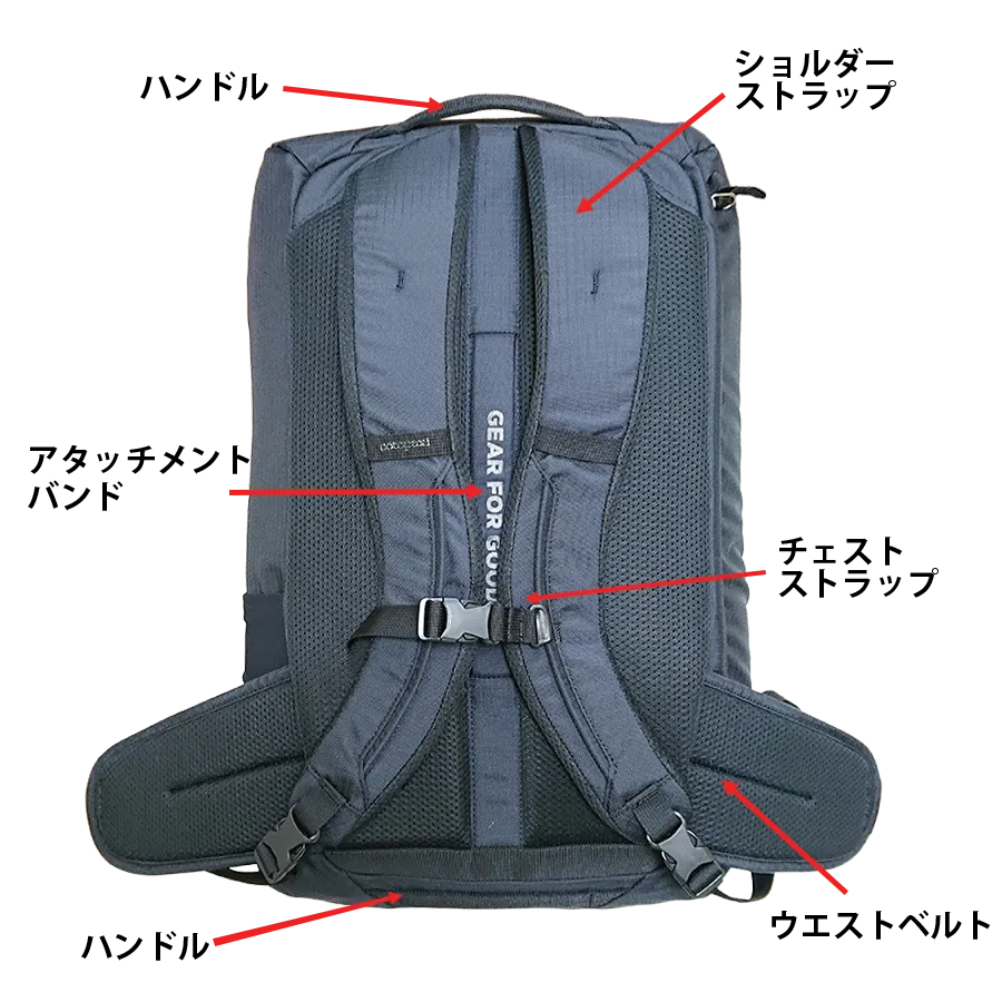 Cotopaxi Allpa 35のストラップの全体図